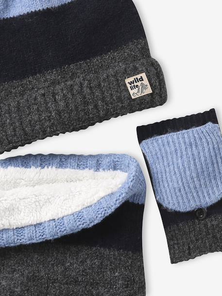 Ensemble bonnet, snood et mitaines navy blue - vertbaudet enfant 