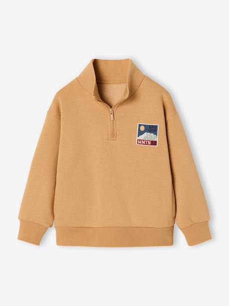 Sweatshirt with trucker collar for boys peacock blue+yellow - vertbaudet enfant 