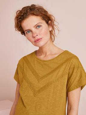 Maternity-T-shirts & Tops-Maternity T-Shirt with Macramé Details
