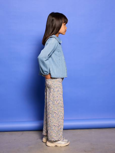 Wide-leg trousers for girls lilac - vertbaudet enfant 