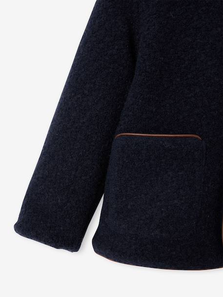Manteau fille à capuche camel+marine - vertbaudet enfant 