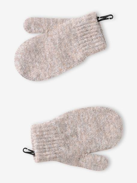 Girls' knit hat, snood and gloves set beige - vertbaudet enfant 