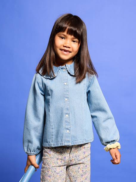 Denim shirt with long sleeves for girls double stone - vertbaudet enfant 