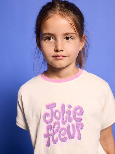 Short-sleeved T-shirt for girls ecru - vertbaudet enfant 