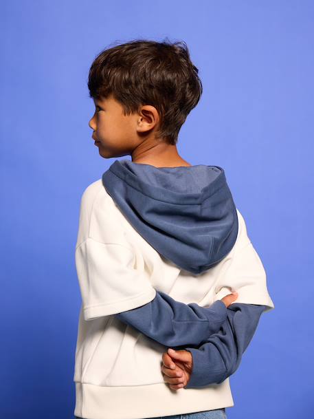 Hooded sweatshirt for boys ecru - vertbaudet enfant 