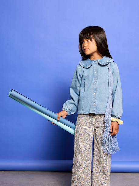 Denim shirt with long sleeves for girls double stone - vertbaudet enfant 