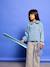 Denim shirt with long sleeves for girls double stone - vertbaudet enfant 