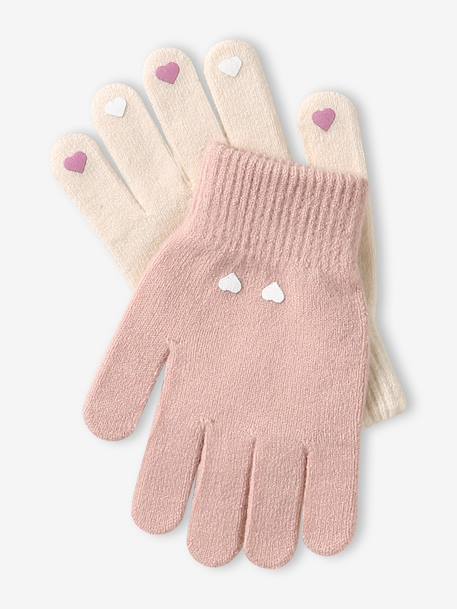 Lot 2 paires de gants magiques fille marine+marl beige - vertbaudet enfant 