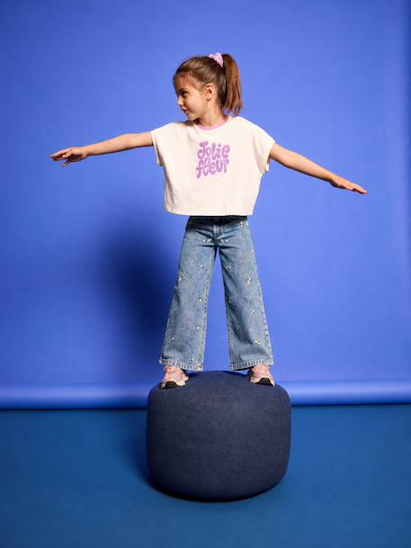 T-shirt manches courtes fille écru - vertbaudet enfant 