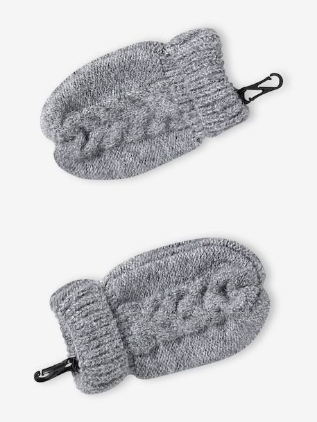 Baby hat, snood and mittens set marl grey - vertbaudet enfant 
