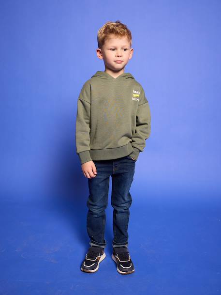 Hoodie with Motif on Chest for Boys, Basics orange+sage green - vertbaudet enfant 