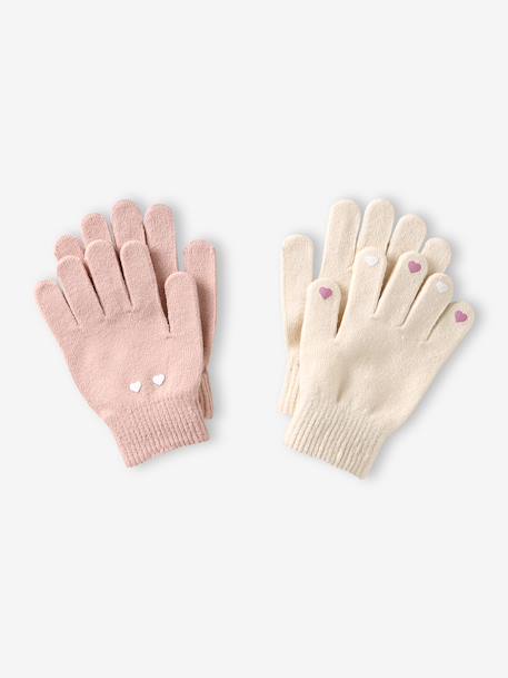 Lot 2 paires de gants magiques fille marine+marl beige - vertbaudet enfant 