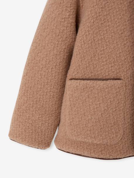 Manteau fille à capuche camel+marine - vertbaudet enfant 