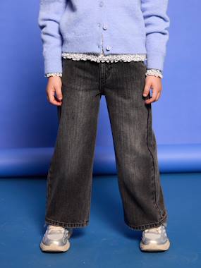 -Wide-Leg MorphologiK Jeans for Girls, Medium Hip
