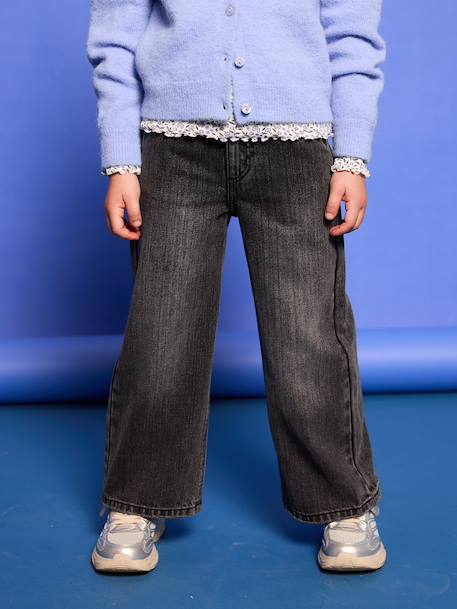 Wide-Leg MorphologiK Jeans for Girls, Medium Hip deep blue+denim grey+light blue+medium blue - vertbaudet enfant 