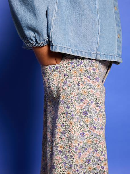 Wide-leg trousers for girls lilac - vertbaudet enfant 