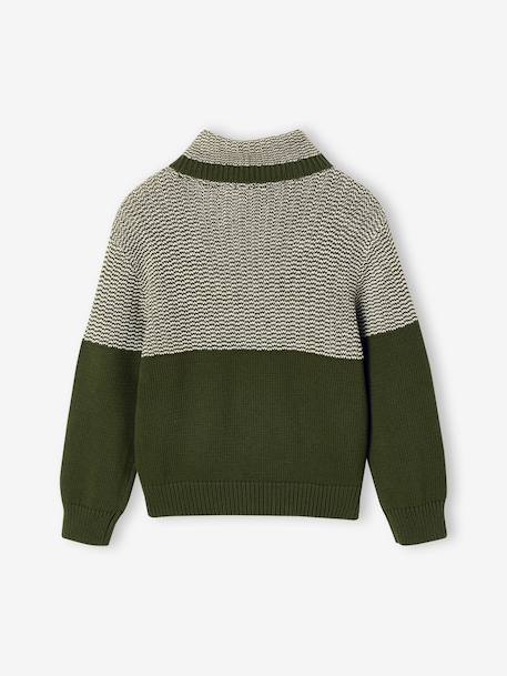 Knit snood neck jumper for boys green+navy blue - vertbaudet enfant 