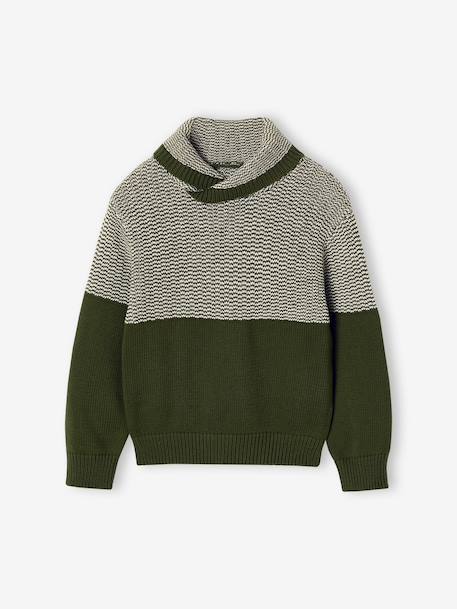 Pull col snood garçon marine+vert - vertbaudet enfant 