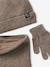 Hat, snood and gloves set for boys taupe - vertbaudet enfant 