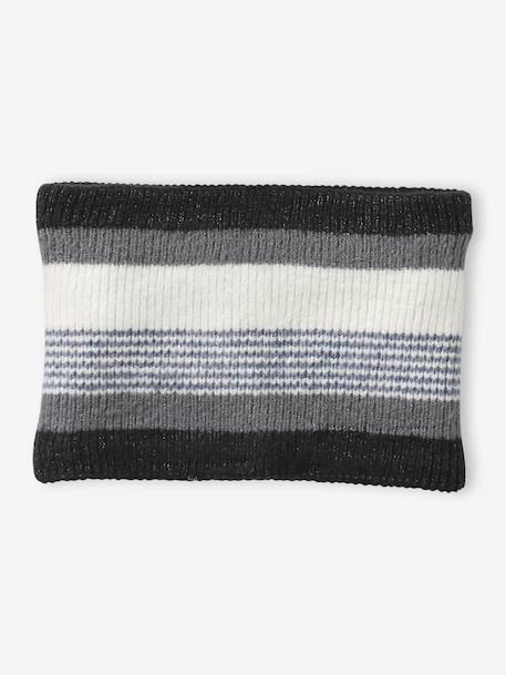 Ensemble garçon bonnet + snood + gants rayés gris+marine - vertbaudet enfant 