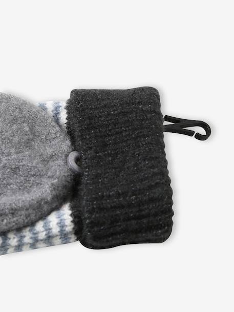 Ensemble garçon bonnet + snood + gants rayés gris+marine - vertbaudet enfant 