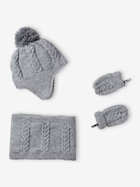 Ensemble bébé bonnet, snood et moufles  - vertbaudet enfant