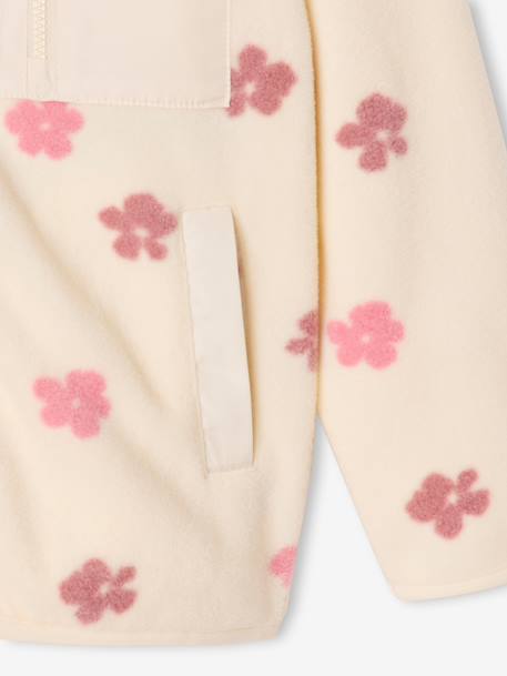 Fleece sweatshirt with zip fastening for girls vanilla - vertbaudet enfant 