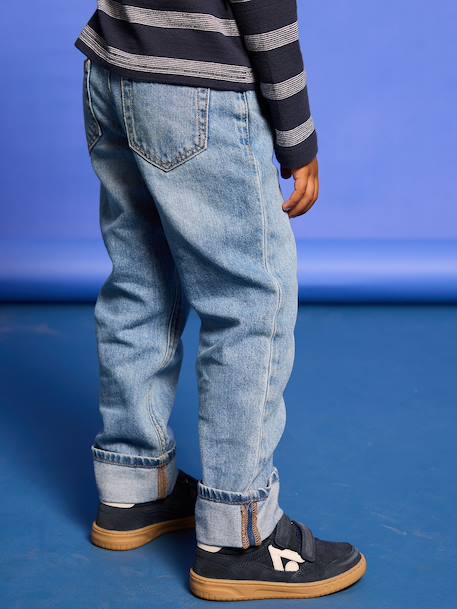 Straight Leg Jeans with Turn-Ups for Boys brut denim+stone - vertbaudet enfant 