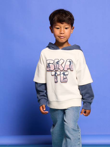 Hooded sweatshirt for boys ecru - vertbaudet enfant 
