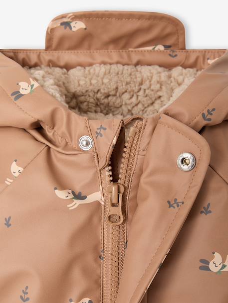 Ciré bébé à capuche doublé en sherpa noisette+olive - vertbaudet enfant 