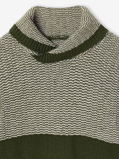 Knit snood neck jumper for boys green+navy blue - vertbaudet enfant 