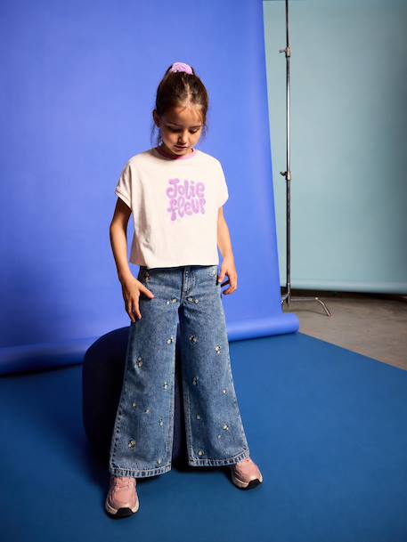 T-shirt manches courtes fille écru - vertbaudet enfant 