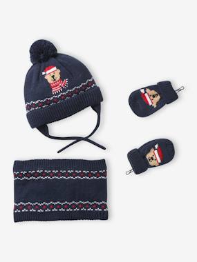 -3-piece baby hat, snood and mittens set