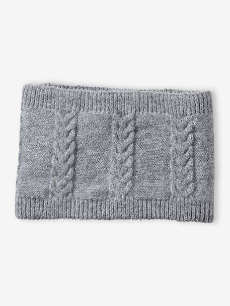 Ensemble bébé bonnet, snood et moufles gris chiné - vertbaudet enfant 