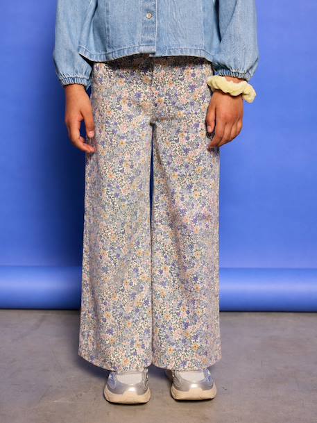Wide-leg trousers for girls lilac - vertbaudet enfant 