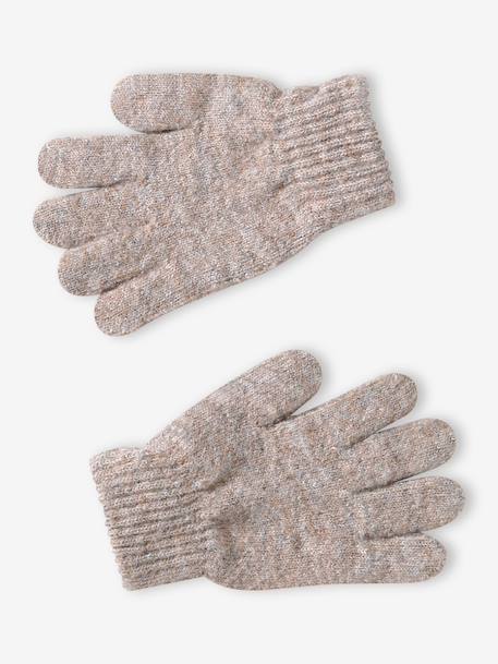 Girls' knit hat, snood and gloves set beige - vertbaudet enfant 