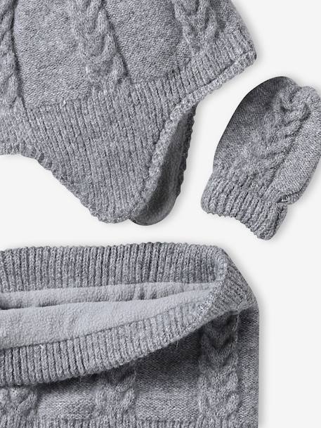 Baby hat, snood and mittens set marl grey - vertbaudet enfant 