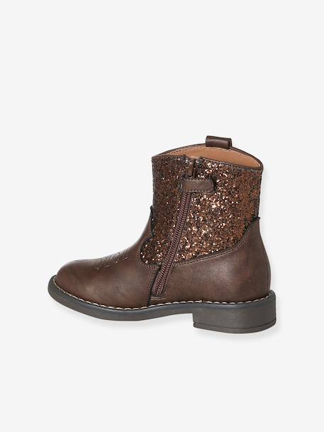 Zip-up synthetic boots for girls brown - vertbaudet enfant 