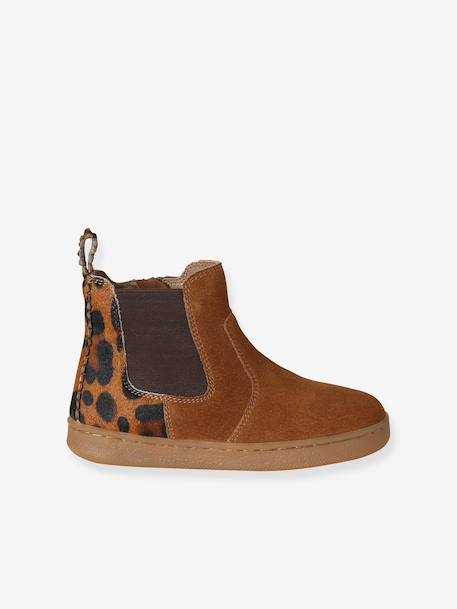 Leather Boots for Girls beige+bronze+brown+camel+green+navy blue+old rose - vertbaudet enfant 
