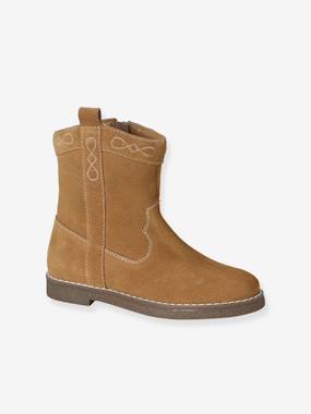 -Boots fille cuir zippées