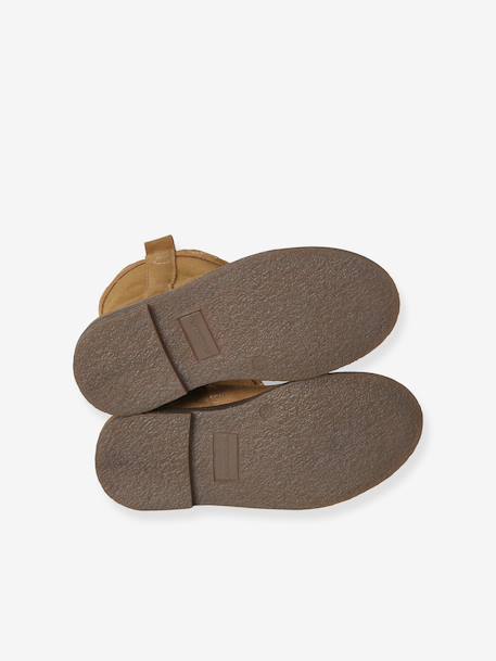 Leather zip-up boots for girls brown - vertbaudet enfant 