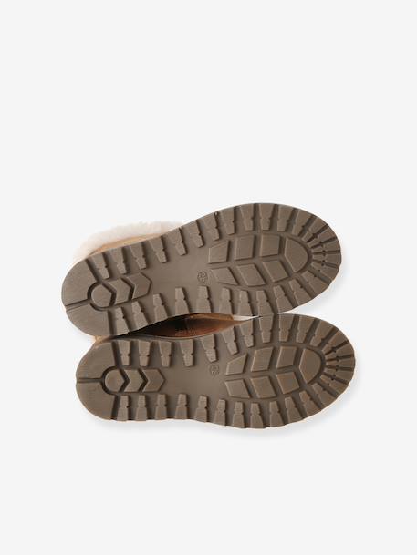 Zip-up leather boots for girls brown - vertbaudet enfant 