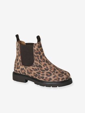 Shoes-Leather elasticated ankle boots for girls