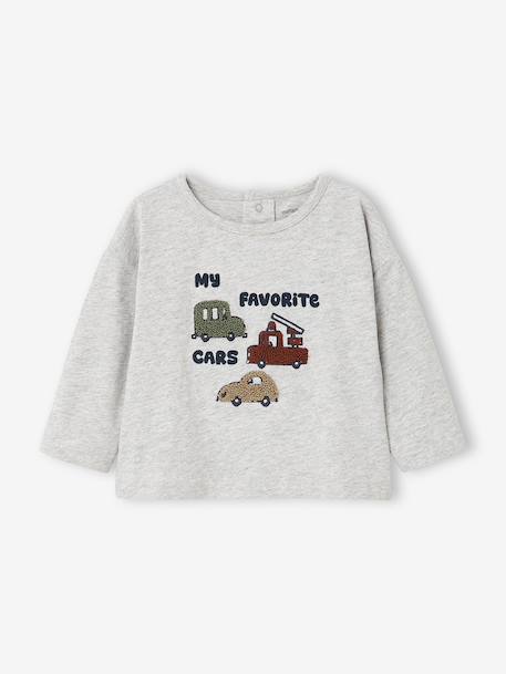 T-shirt manches longues bébé garçon beige chiné+gris chiné - vertbaudet enfant 