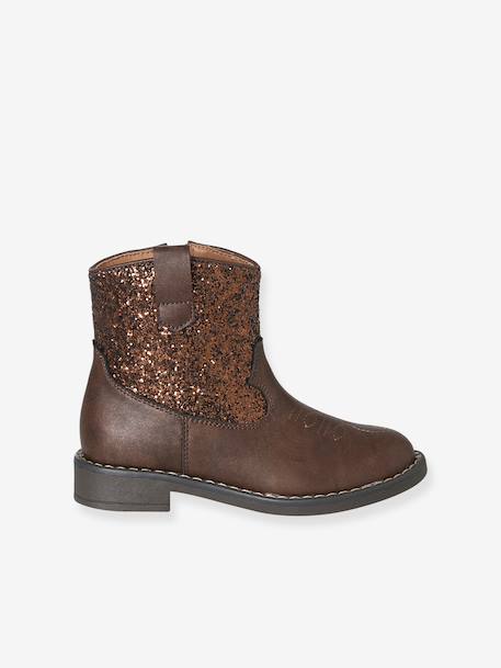 Zip-up synthetic boots for girls brown - vertbaudet enfant 