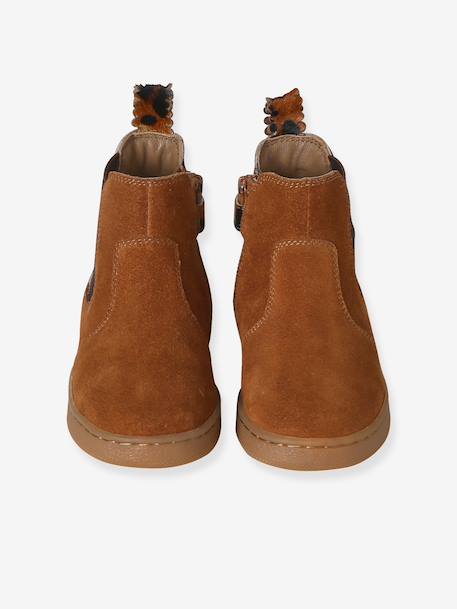 Leather Boots for Girls beige+bronze+brown+camel+green+navy blue+old rose - vertbaudet enfant 