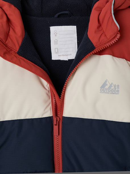 Hooded puffer jacket for boys blue+rust - vertbaudet enfant 