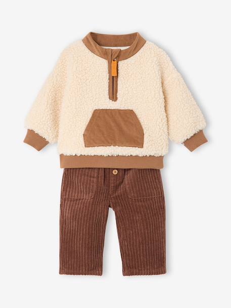 Sweatshirt and trousers set for baby boys cocoa - vertbaudet enfant 