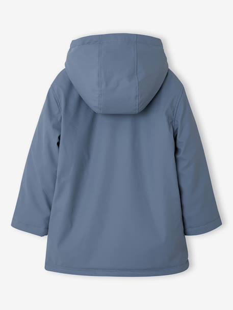 Raincoat with Hood & Sherpa Lining for Boys grey blue+night blue - vertbaudet enfant 