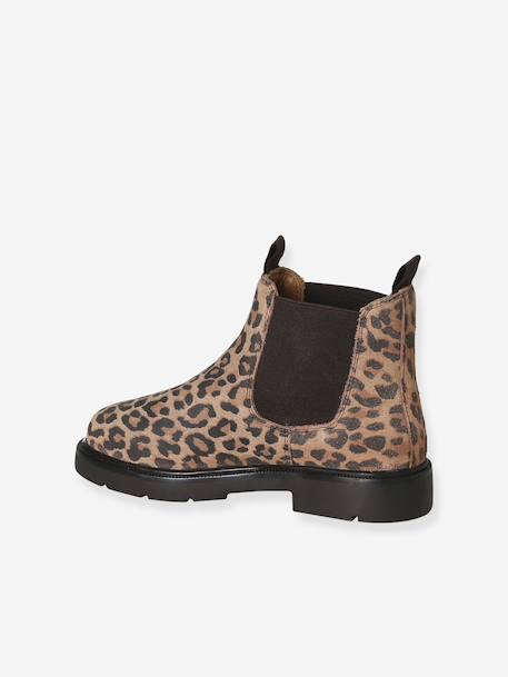 Boots fille en cuir à élastiques beige - vertbaudet enfant 